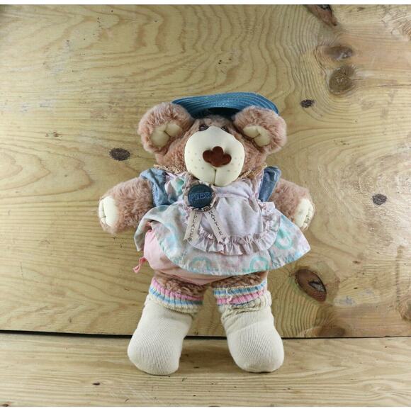 Furskins Teddy Bear Hattie Brown 2 Outfits Hat Vintage 1984 Xavier Roberts 22" - Picture 2 of 10